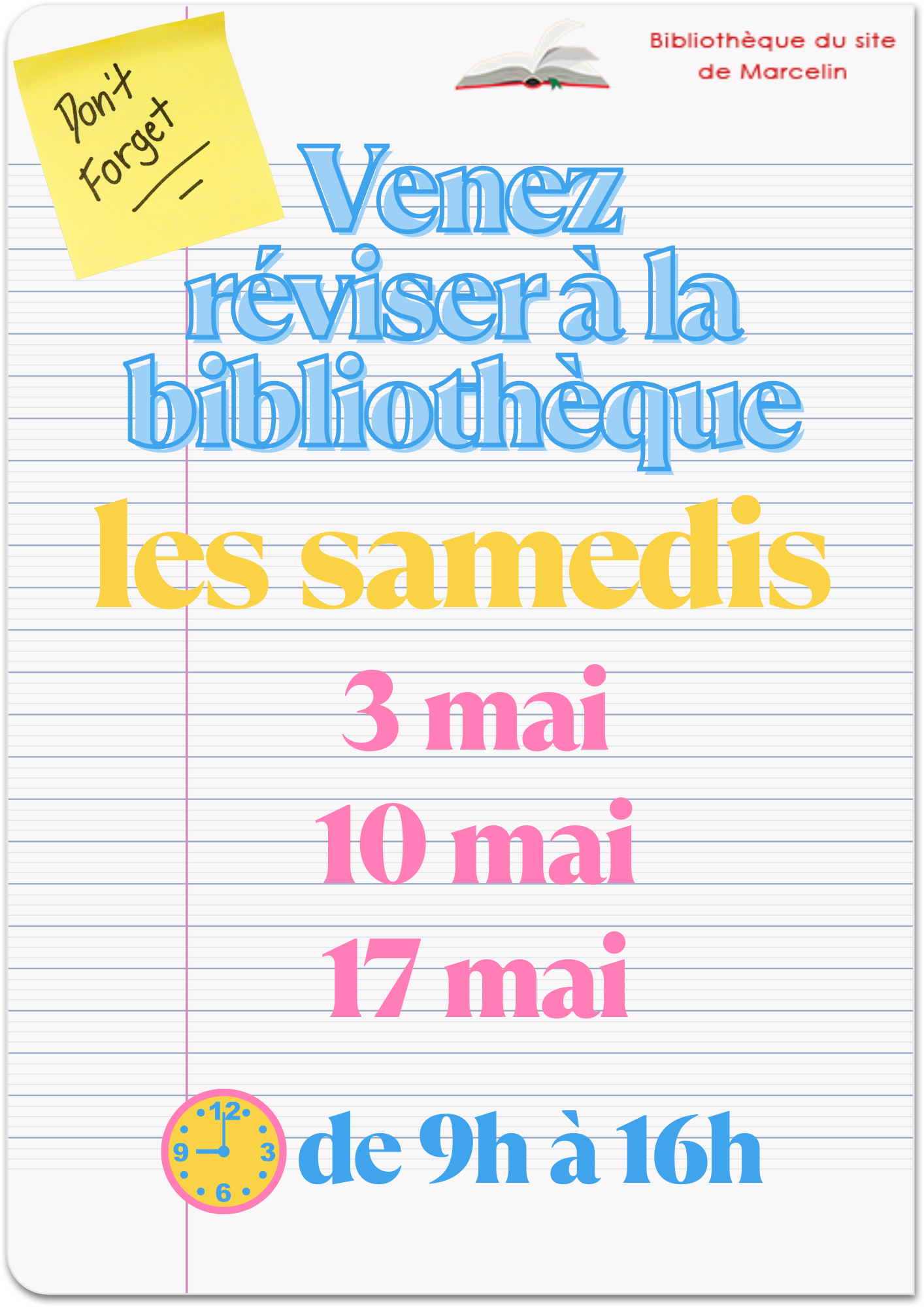 Ouvertures les samedis